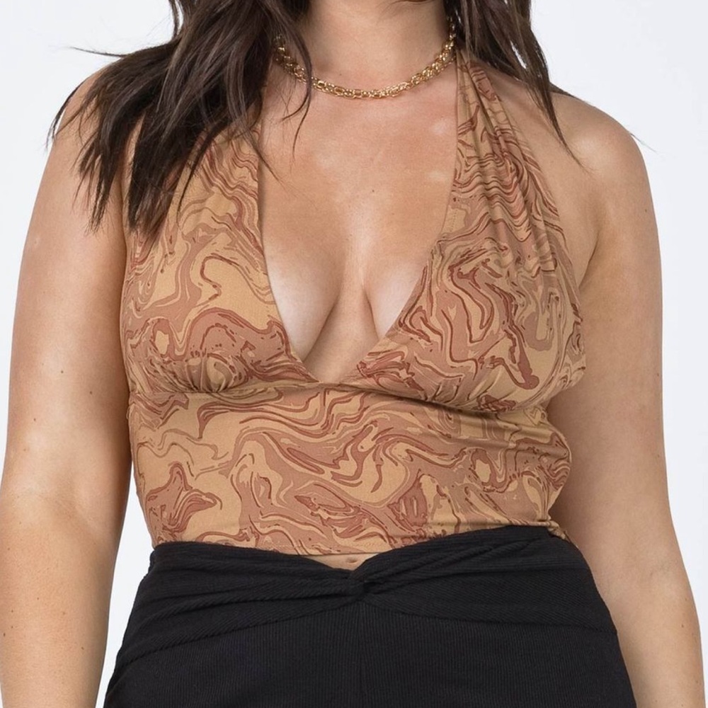 SOLD: Brown marble backless top